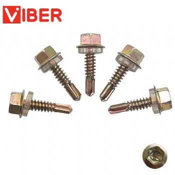 Hex Flange Head Self Drilling Screw With Single Washer