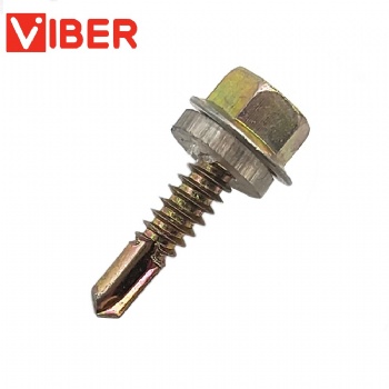 Hex Flange Head Self Drilling Screw With Single Washer